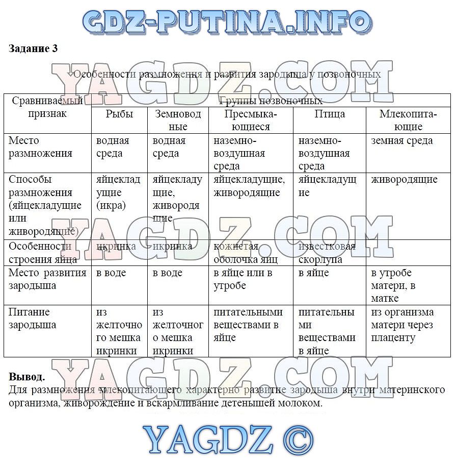Используя текст параграфа рисунок. Таблица черты сходства и отличия зародышей позвоночных. Особенности развития и развития позвоночных. Размножение животных 7 класс биология таблица. Размножение таблица 7 класс биология.