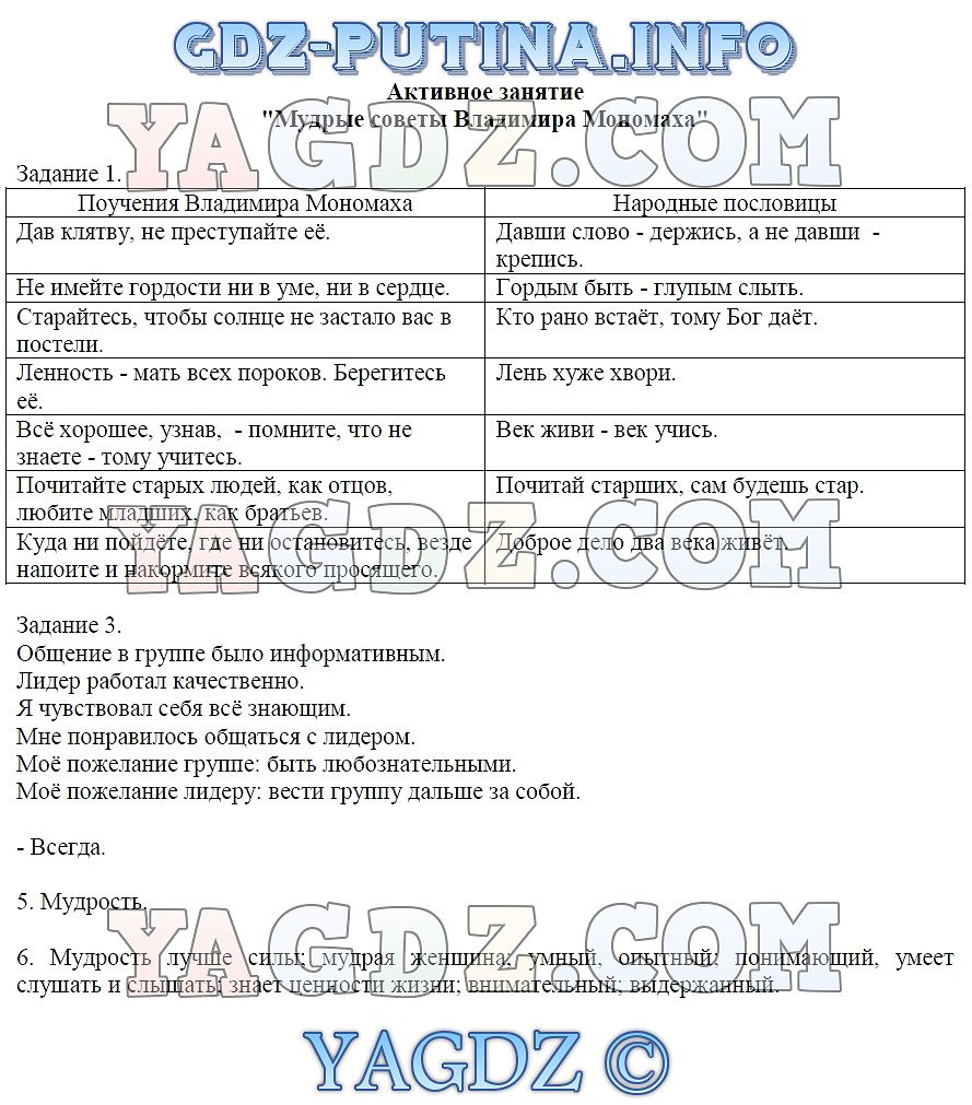 Задание 12 Активное занятие - Мудрые советы Владимира Мономаха 2 Часть ГДЗ  по истокам 3 класс рабочая тетрадь Котельникова Твардовская 1, 2 часть