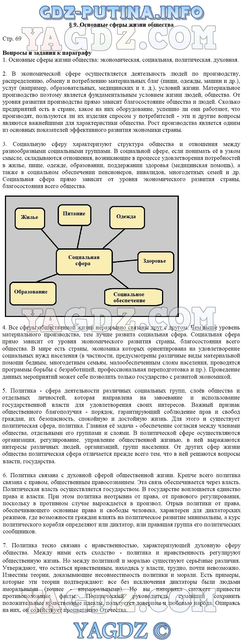 Страница Стр. 69 . ГДЗ по обществознанию 8 класс Никитин Никитина учебник